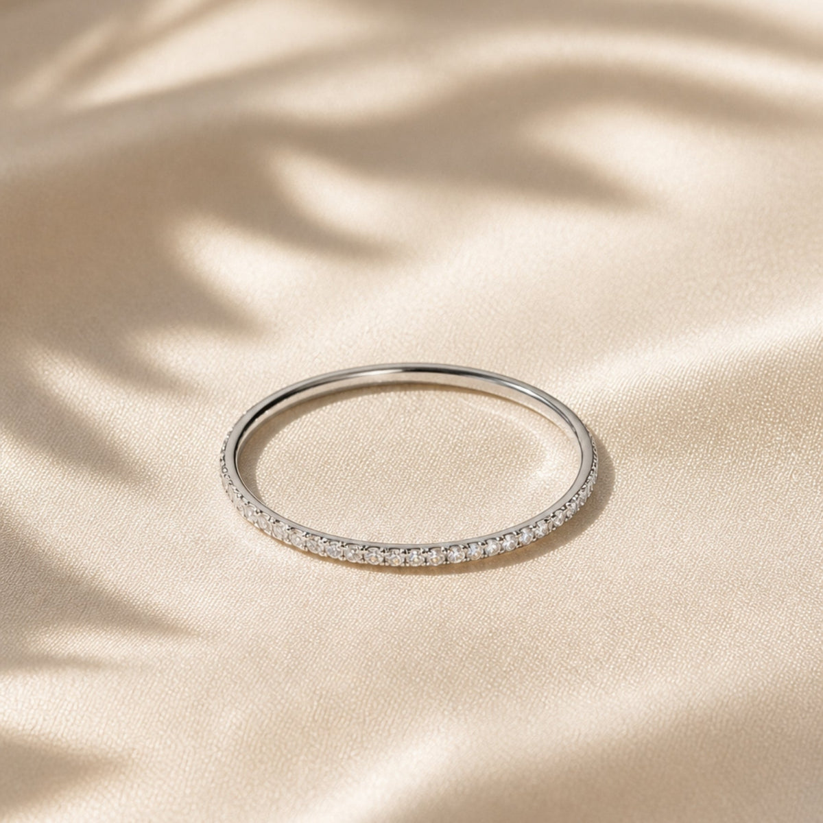 Fine Half-Set Zircon Band Ring — Glimmer