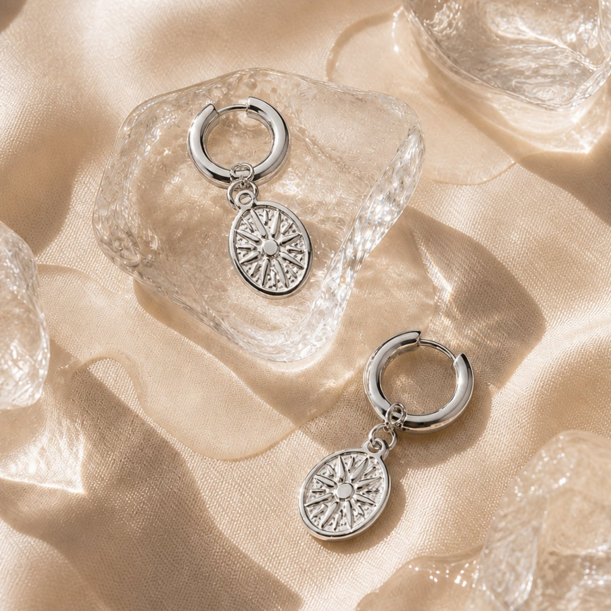 Bruce & Co Sun Disc Charm Hoop Earrings, 8 mm