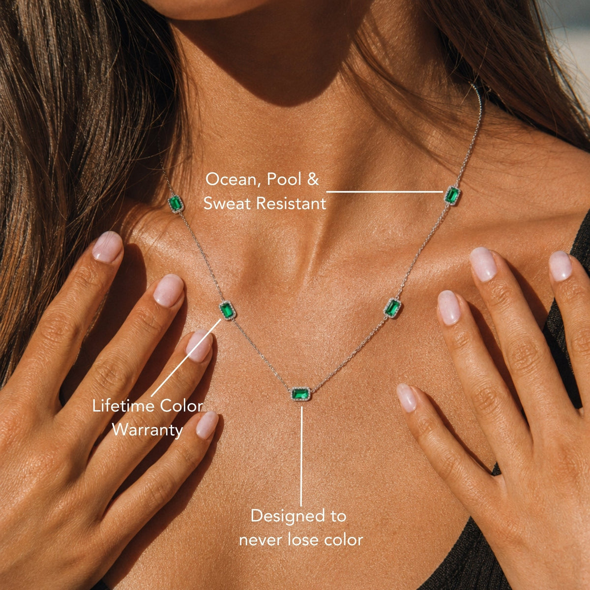 Bruce & Co Raja Ampat – Green Rectangular Station Necklace