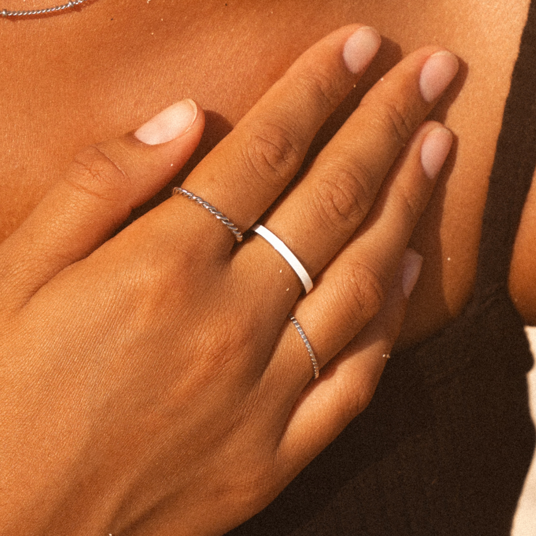 Bruce & Co Halo – White Enamel Band Ring, 2.7 mm