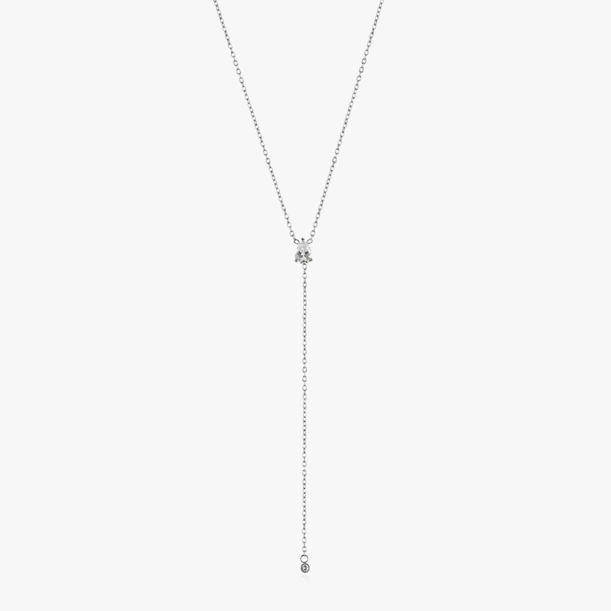 Bruce & Co White Cubic Zirconia Y Lariat Necklace, Steel