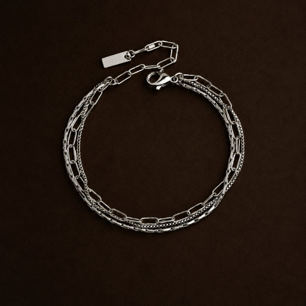 Bruce & Co Triple Layered Chain Bracelet, Stainless Steel