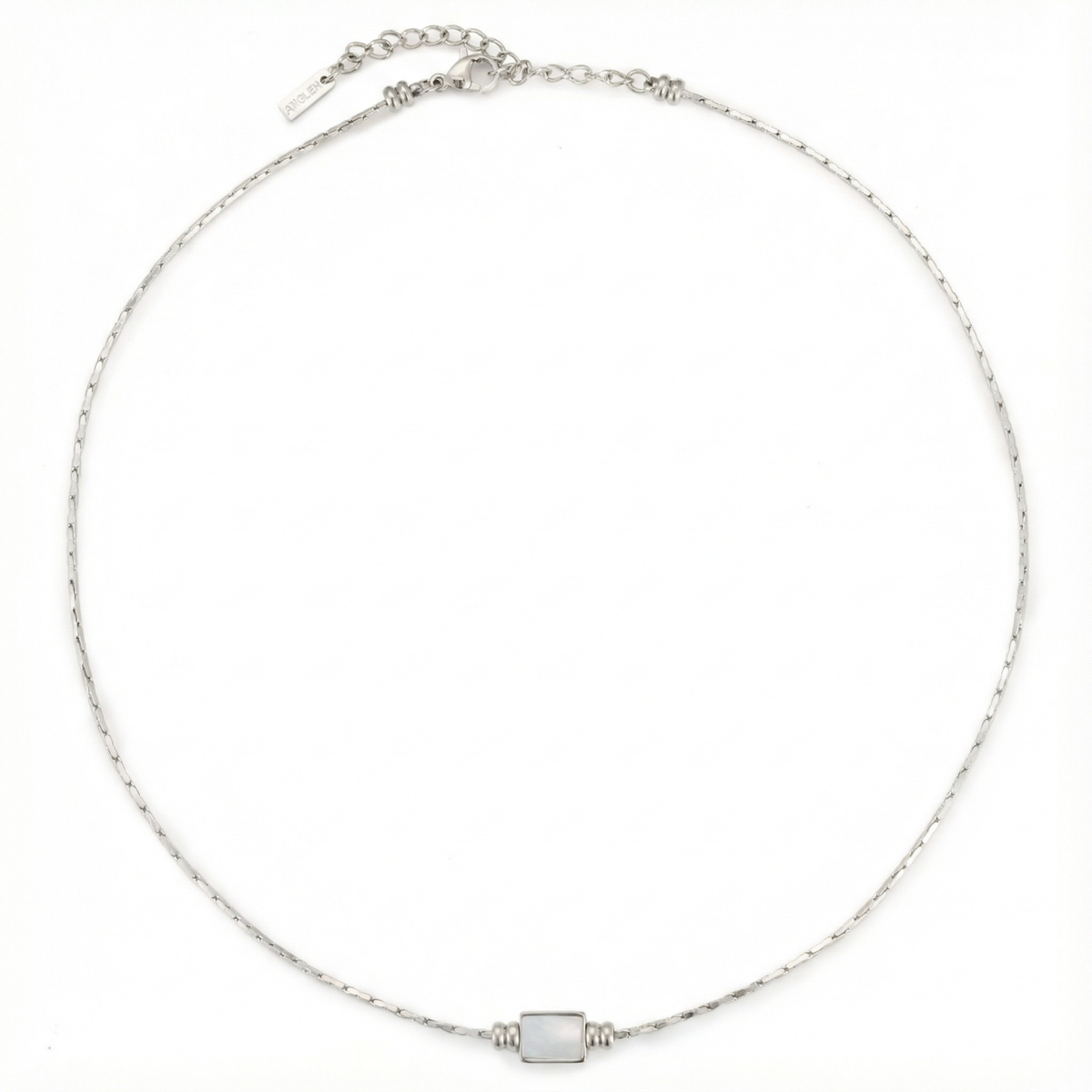 Bruce & Co Lune – Mother-of-Pearl Pendant Necklace, Stainless Steel