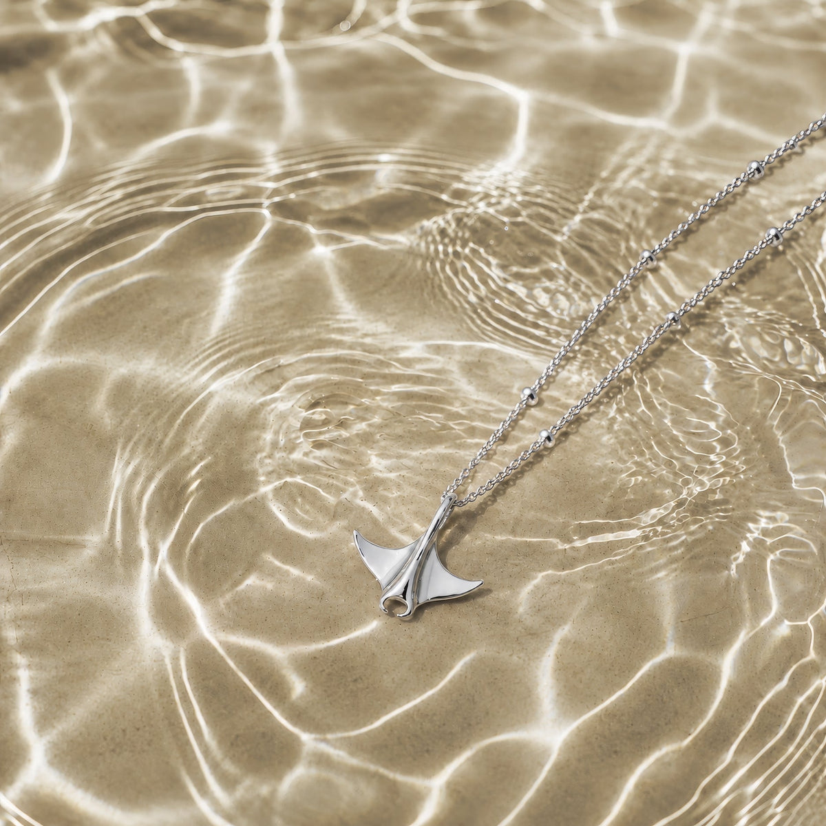 Bruce & Co Manta Ray Pendant Necklace, 16 mm, Steel