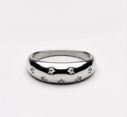 Bruce & Co Milky Way – Star-Set White Stone Dome Ring, Stainless Steel