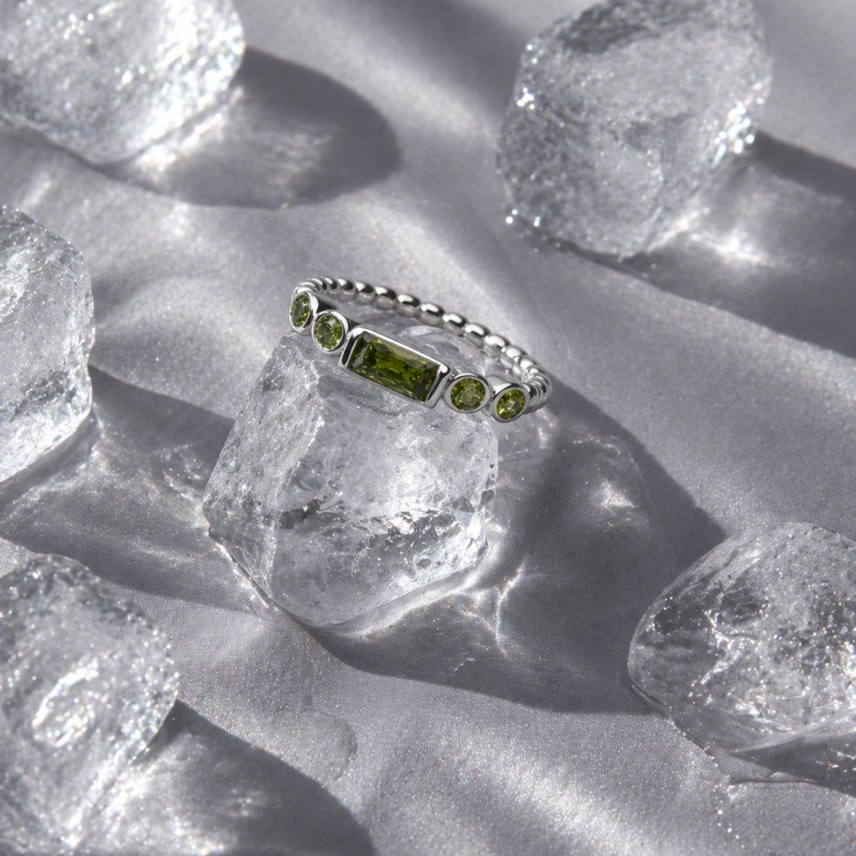 Bruce & Co Muse – Green Zircon Beaded Band Ring