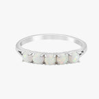 Bruce & Co Opal Row Band Ring, Stainless Steel