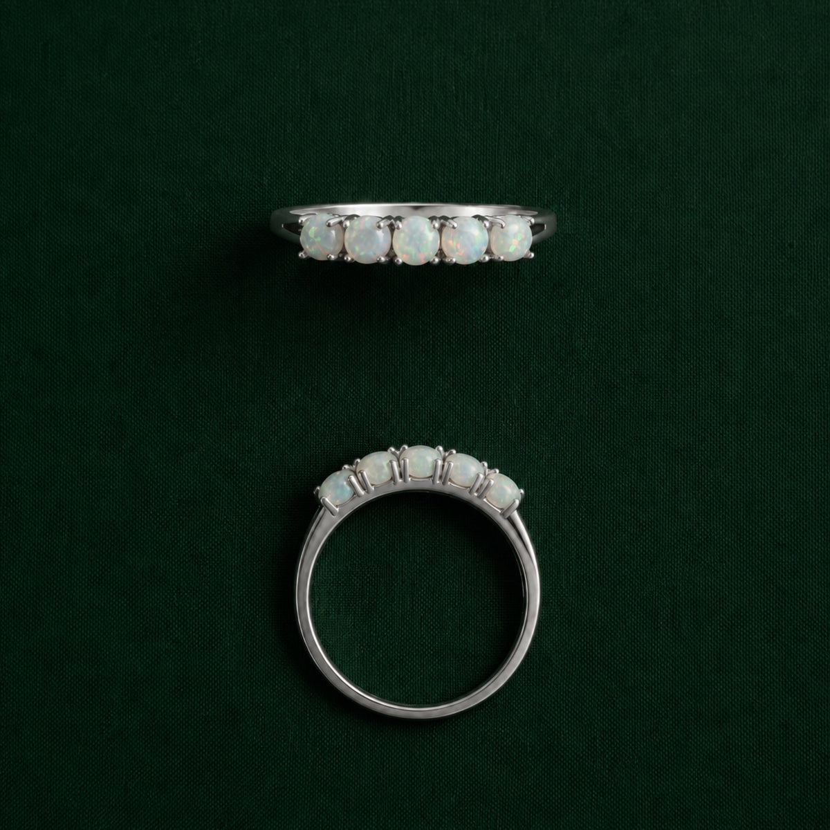 Bruce & Co Opal Row Band Ring, Stainless Steel
