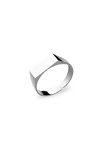 Bruce & Co Rectangular Signet Ring, Platinum-Plated Steel, Adjustable