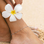 Bruce & Co White Bead Station Anklet, 22 cm, Steel