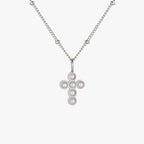 Bruce & Co Glass Pearl Cross Necklace, 15 mm