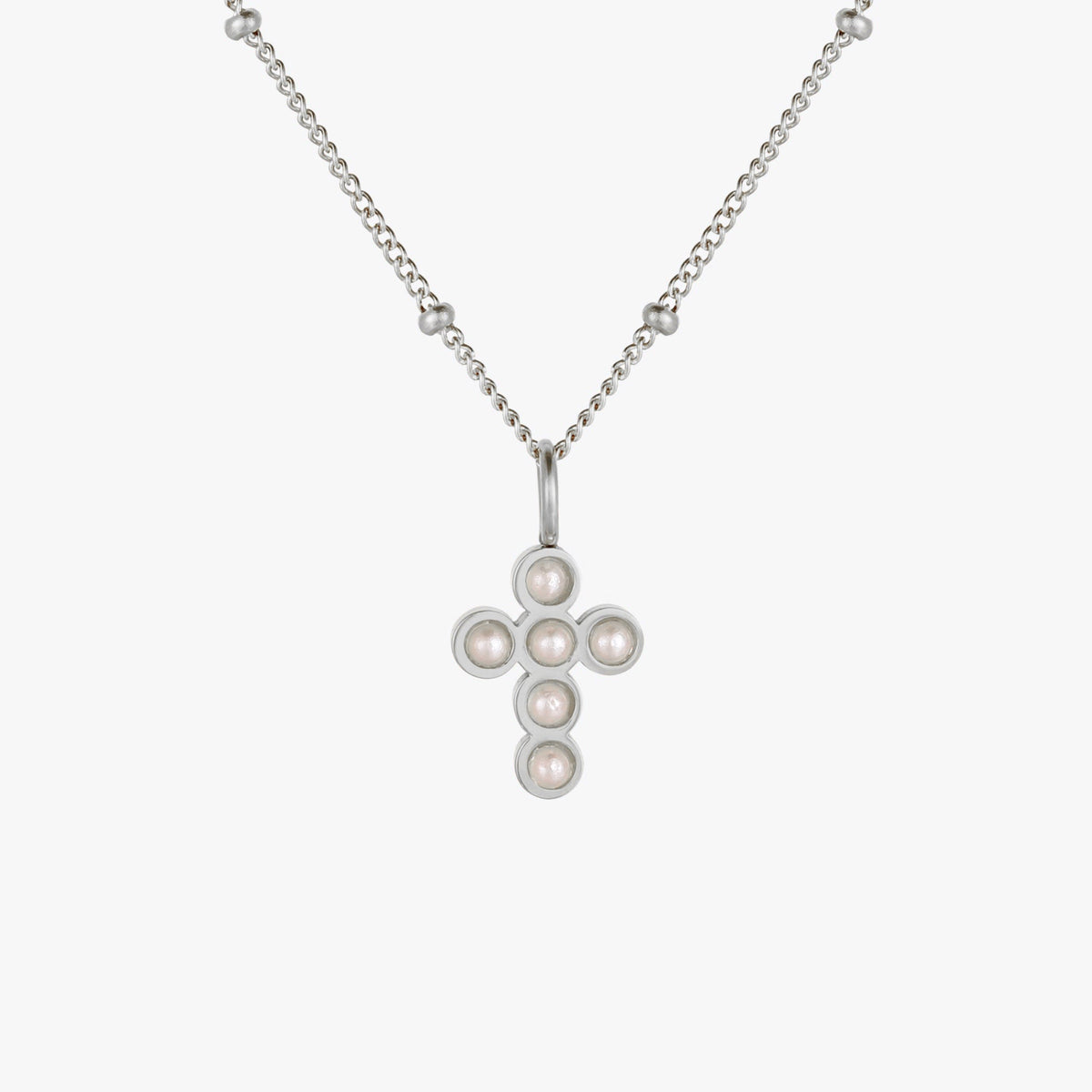 Bruce & Co Glass Pearl Cross Necklace, 15 mm