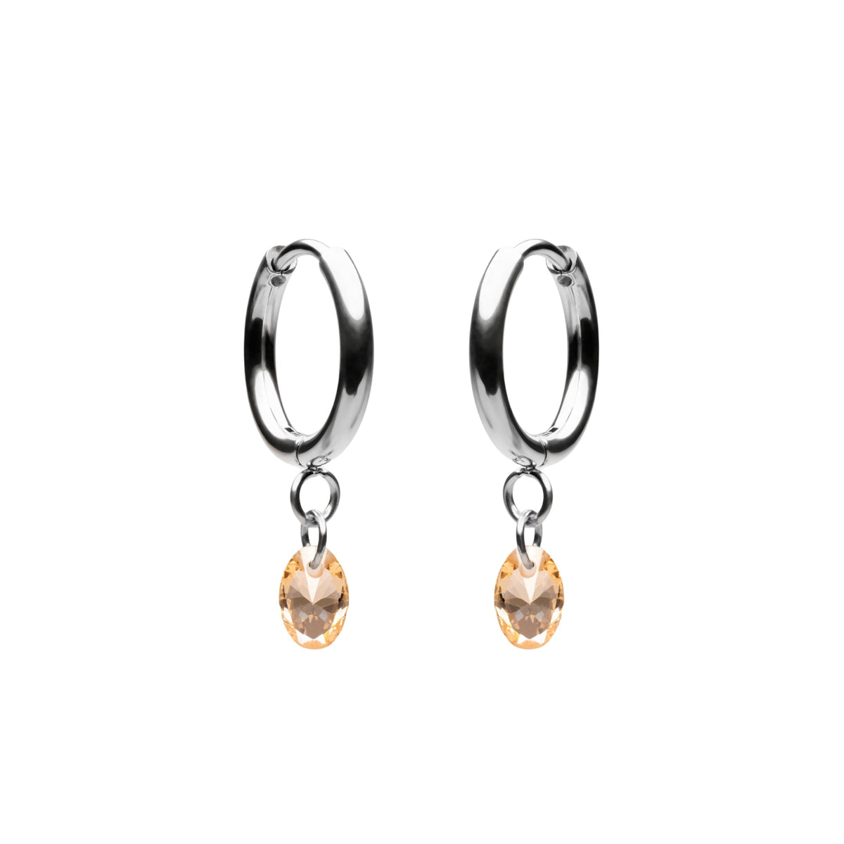 Bruce & Co Oval Rose-Tone Stone Drop Hoop Earrings