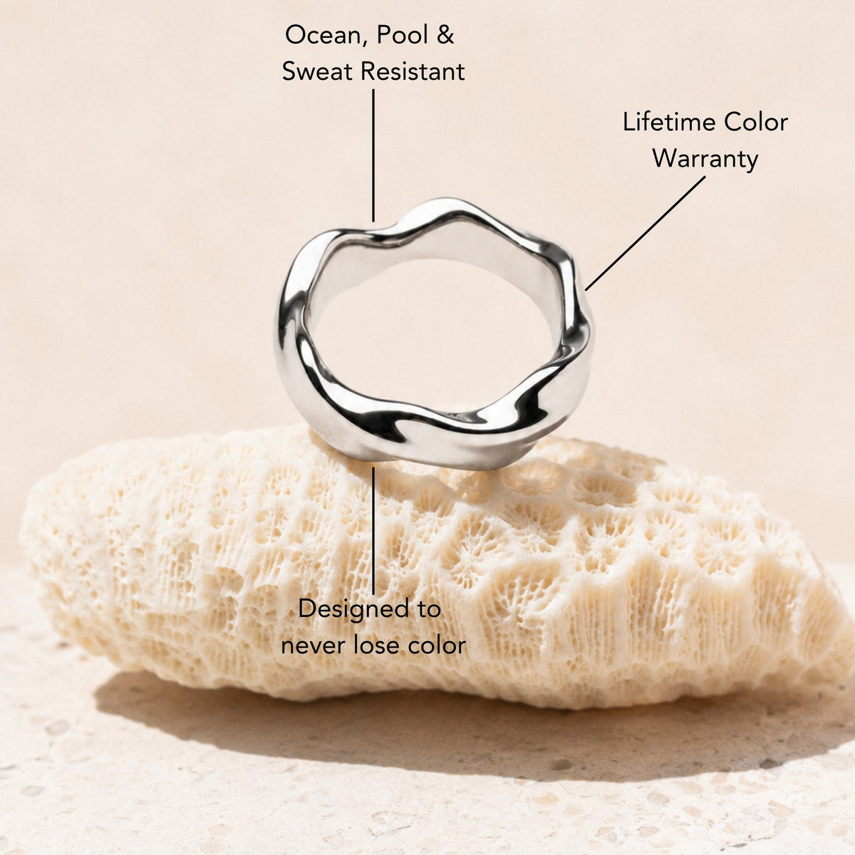 Bruce & Co Dune – Sculpted Wavy Band Ring, Steel
