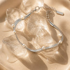 Bruce & Co Santorini – Herringbone and Pearl Layered Bracelet
