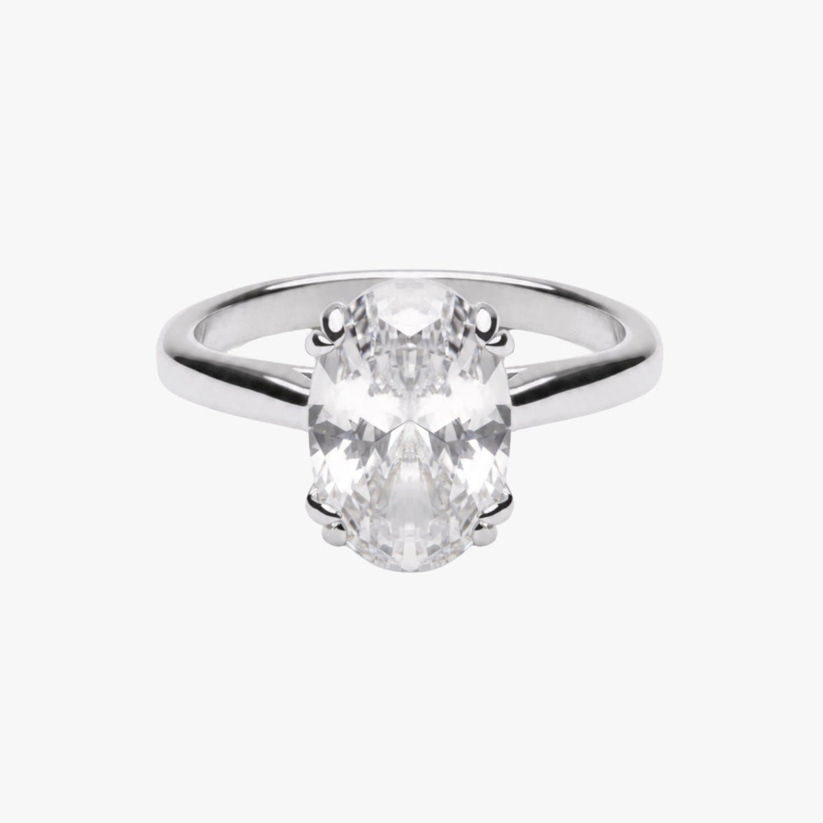Bruce & Co Oval Zircon Solitaire Ring, Stainless Steel