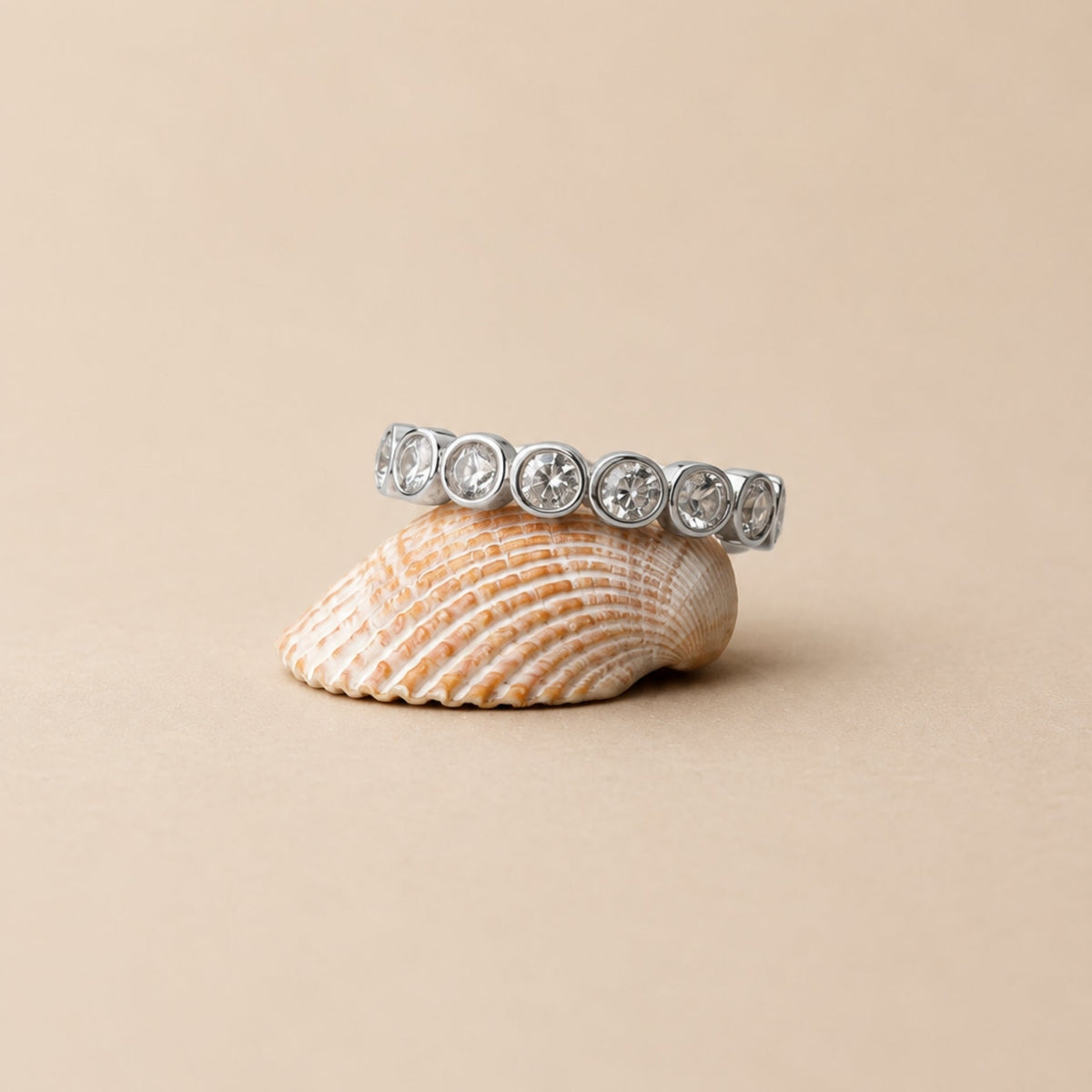 Bruce & Co Beaded Zircon Eternity Band Ring, Stainless Steel