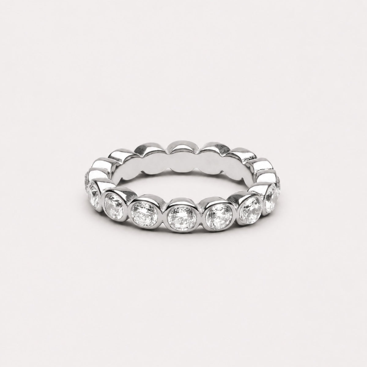 Bruce & Co Beaded Zircon Eternity Band Ring, Stainless Steel