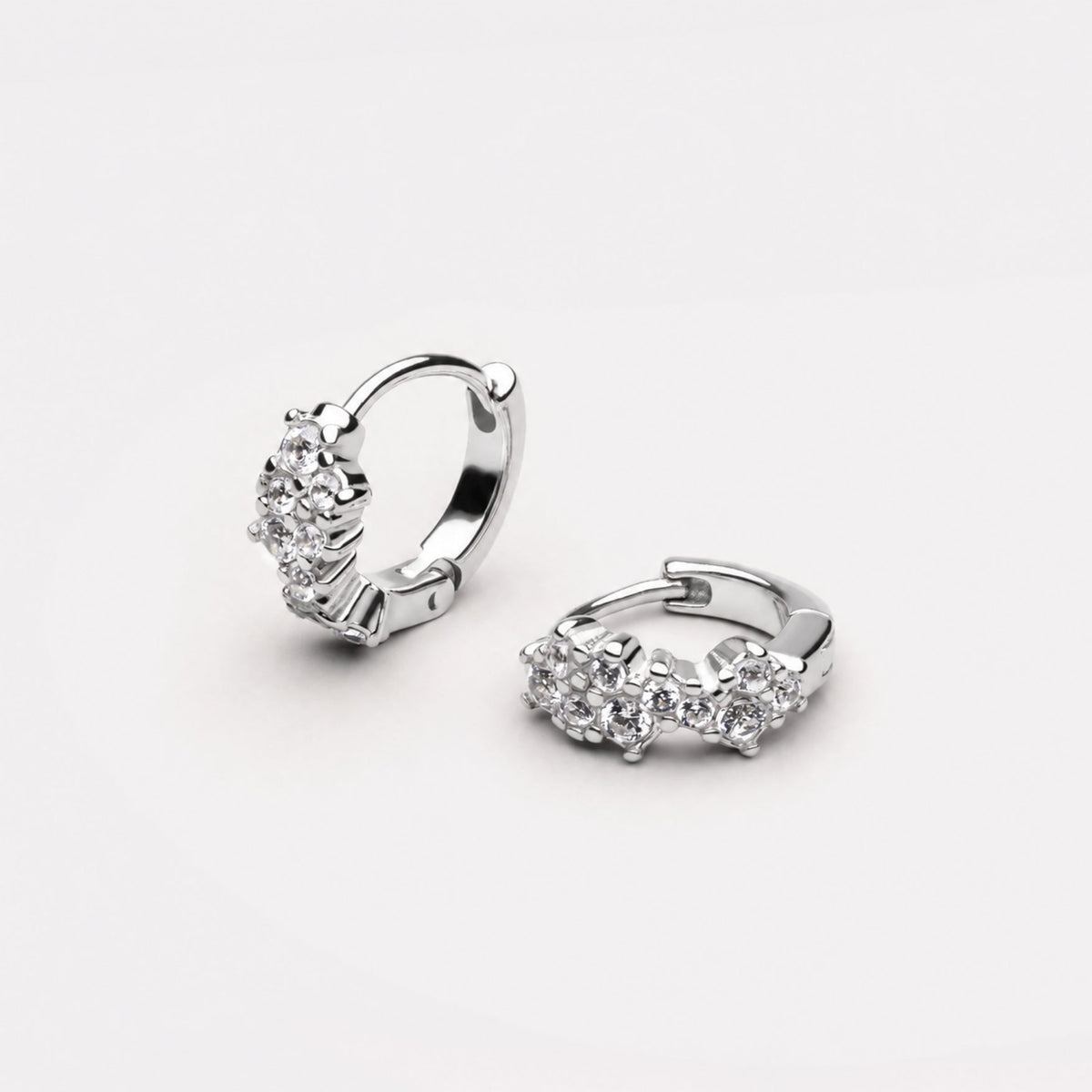 Bruce & Co Starlight – White Zircon Cluster Huggie Earrings