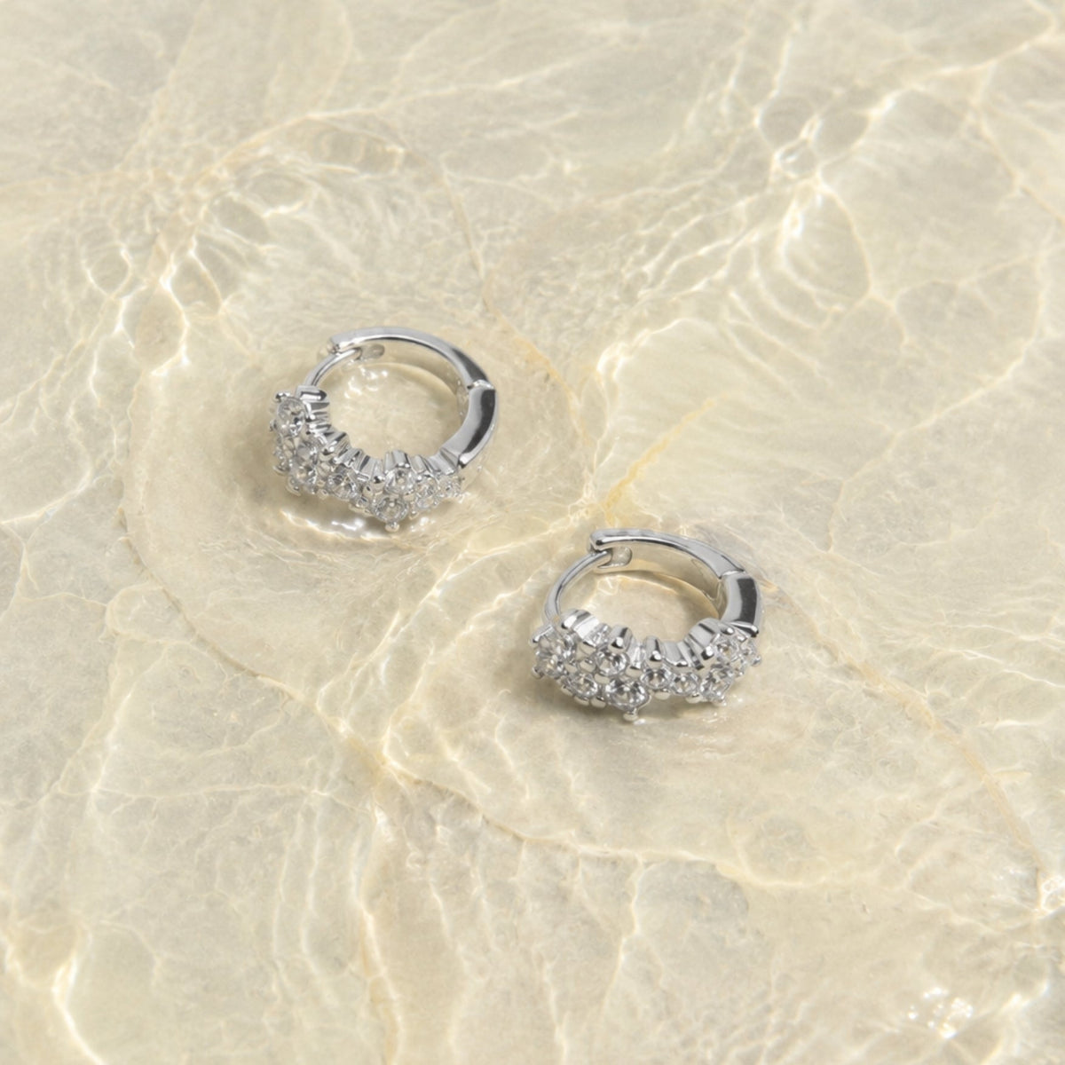 Bruce & Co Starlight – White Zircon Cluster Huggie Earrings
