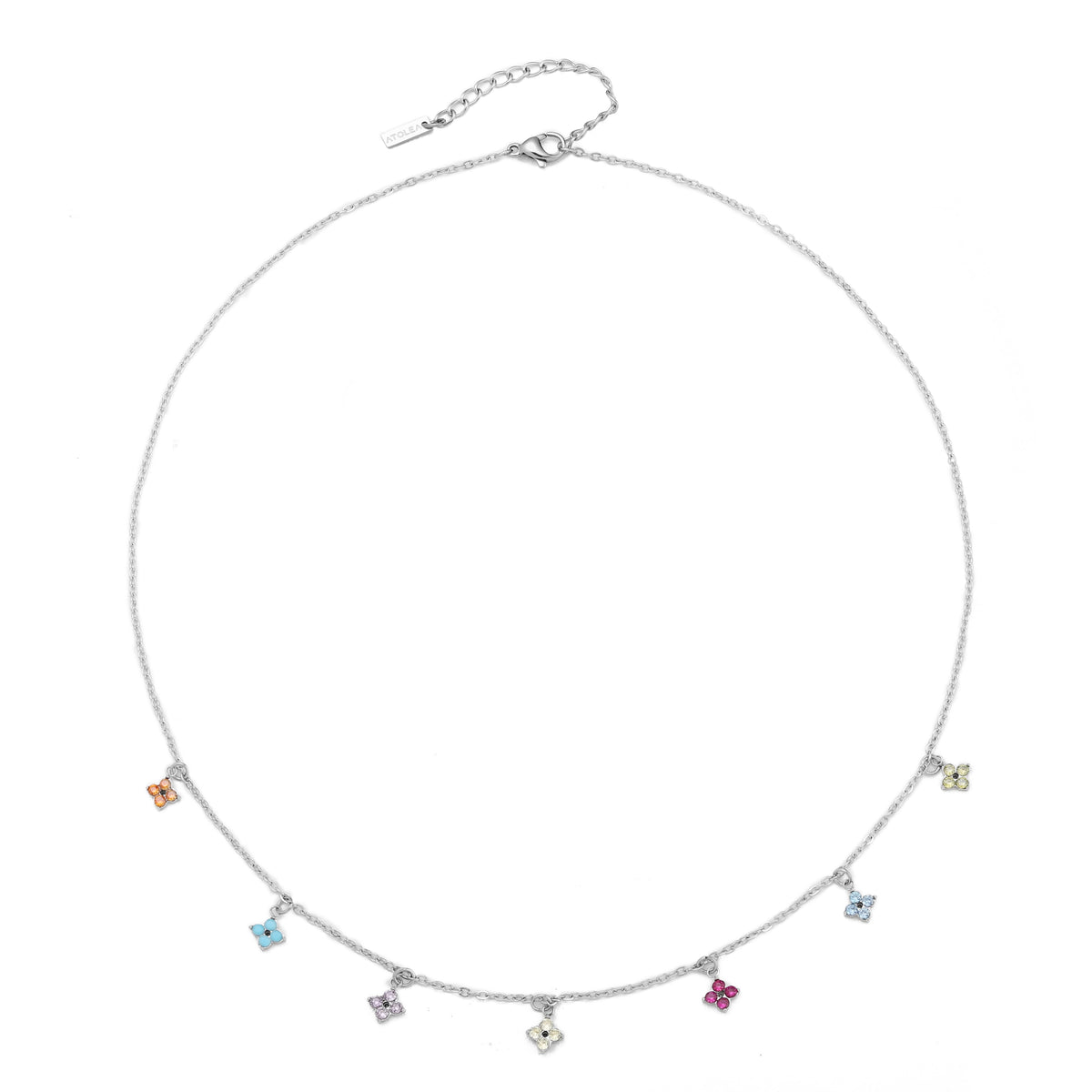Bruce & Co Multicolor Zircon Flower Charm Necklace