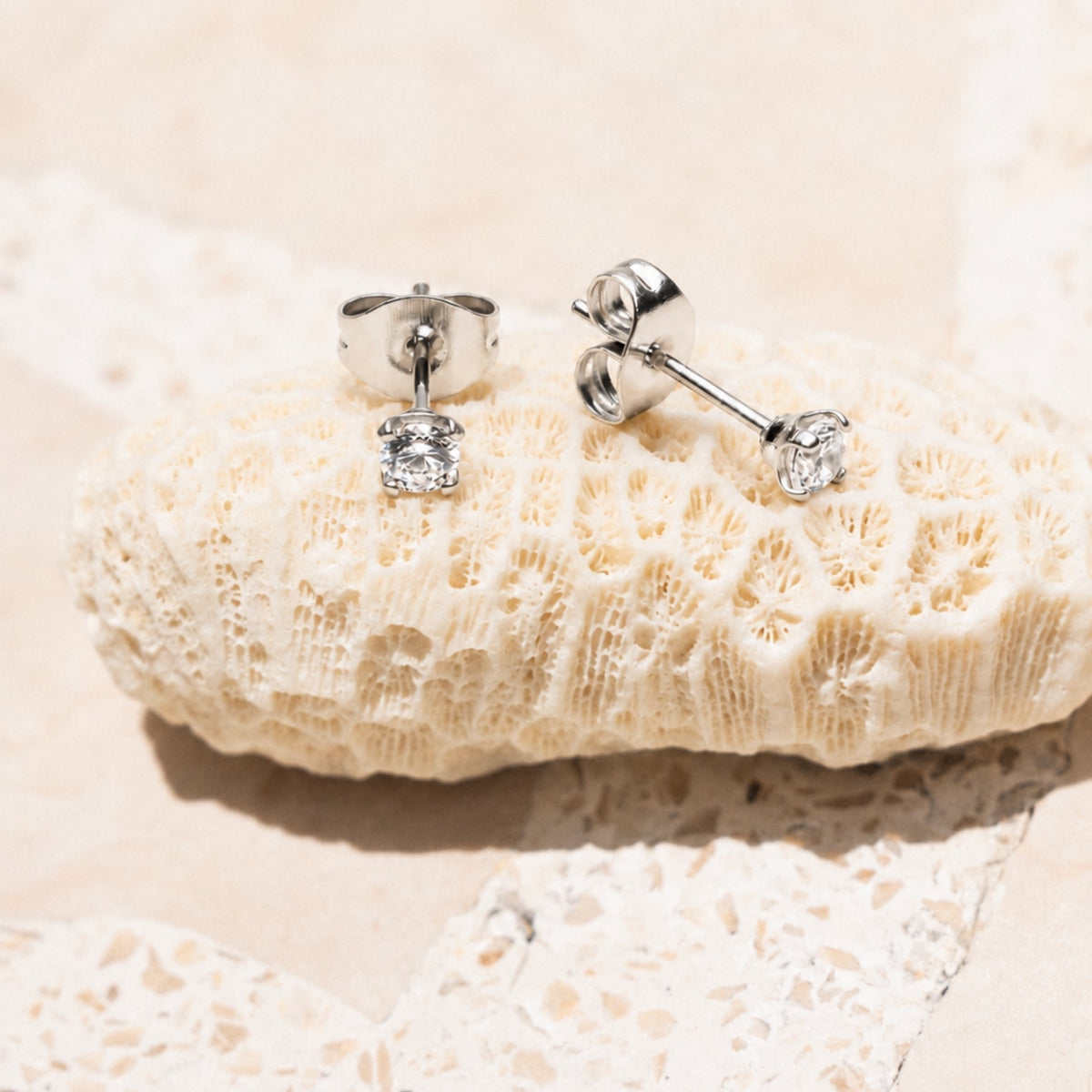 Bruce & Co Round Zircon Stud Earrings, 3.2 mm