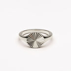 Bruce & Co Round Sunburst Signet Ring, Steel
