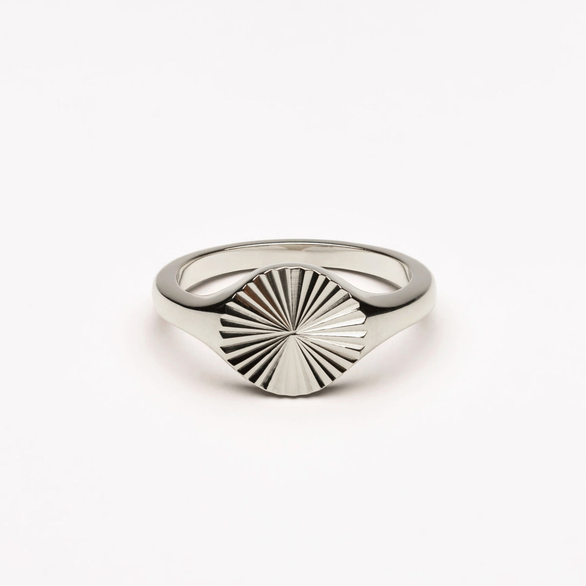 Bruce & Co Round Sunburst Signet Ring, Steel
