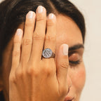 Bruce & Co Engraved Sun Disc Signet Ring, Steel