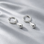 Bruce & Co Teardrop Charm Huggie Hoop Earrings, Steel