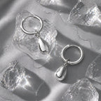Bruce & Co Teardrop Charm Huggie Hoop Earrings, Steel