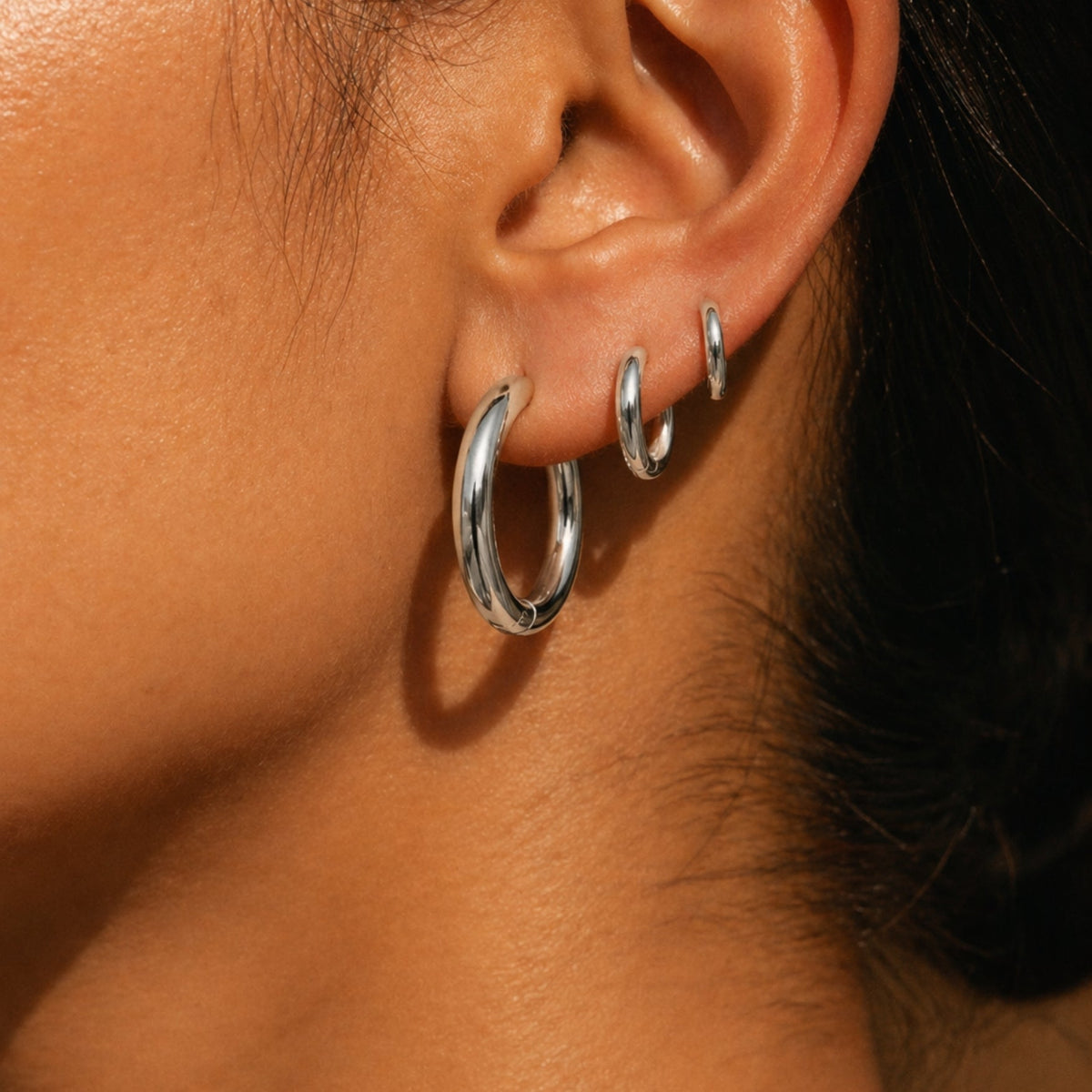Bruce & Co Classic Thick Hoop Earrings, 14–36 mm, Steel