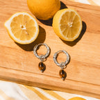 Bruce & Co Oval Tiger Eye Drop Huggie Hoop Earrings