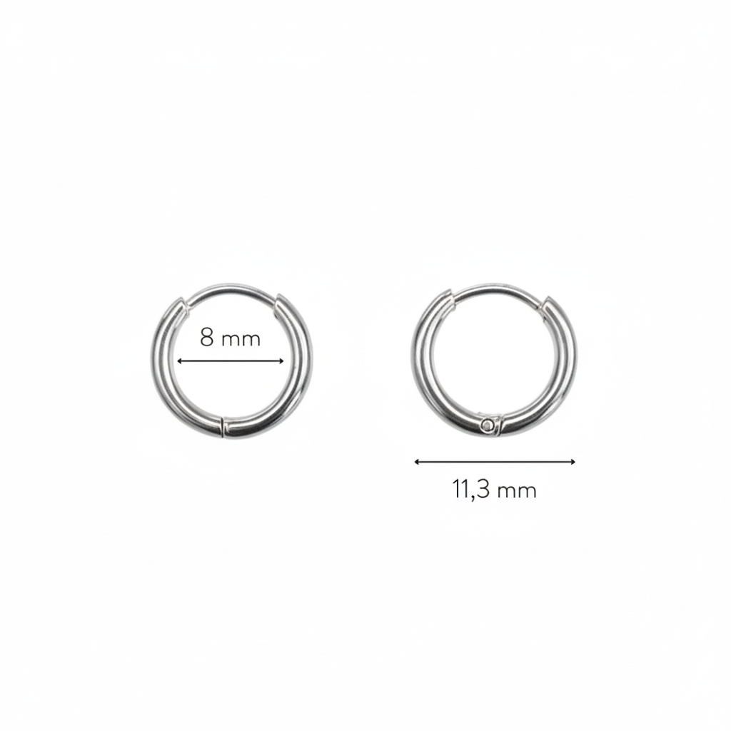 Bruce & Co Tiny Plain Huggie Hoops, 8 mm Inside Diameter
