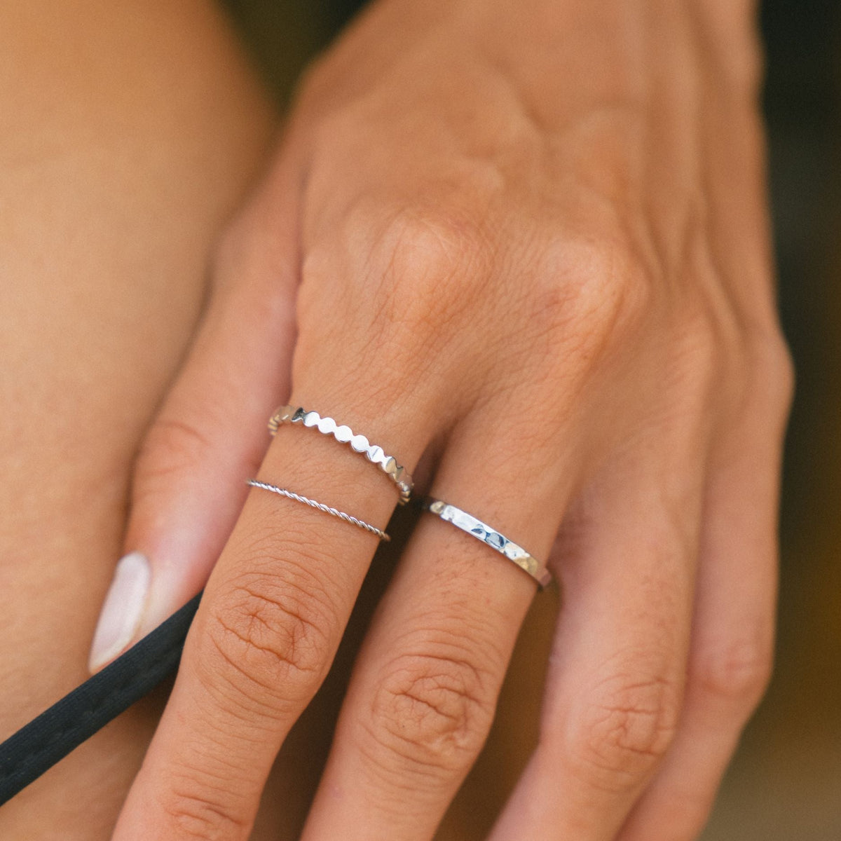 Bruce & Co Daily – Three Textured Stacking Rings Set