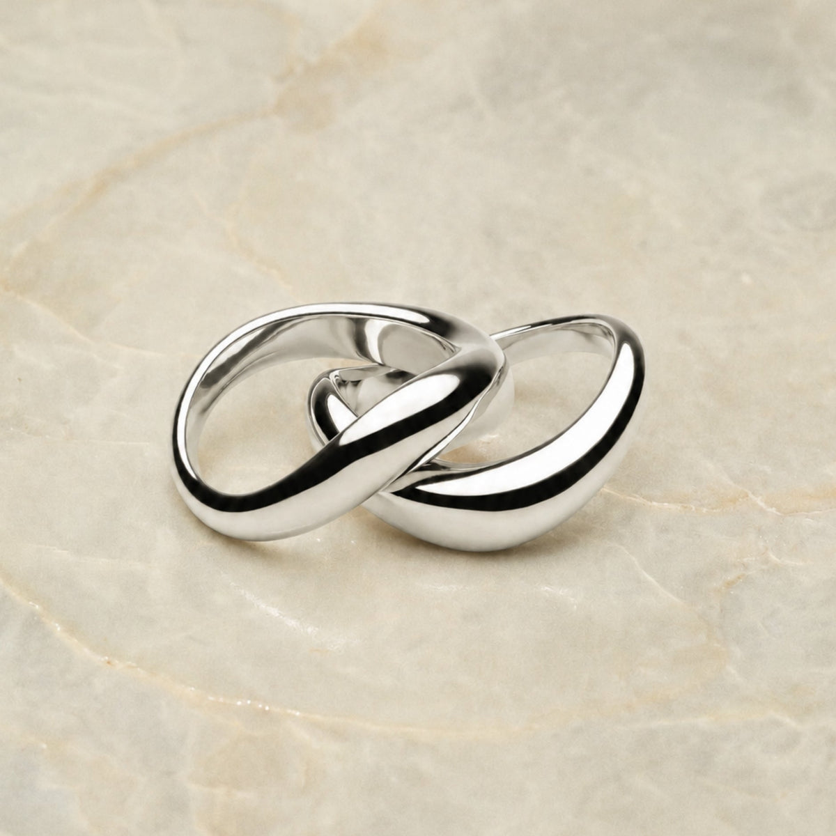 Bruce & Co Double Trouble – Two Sculpted Wave Rings Set
