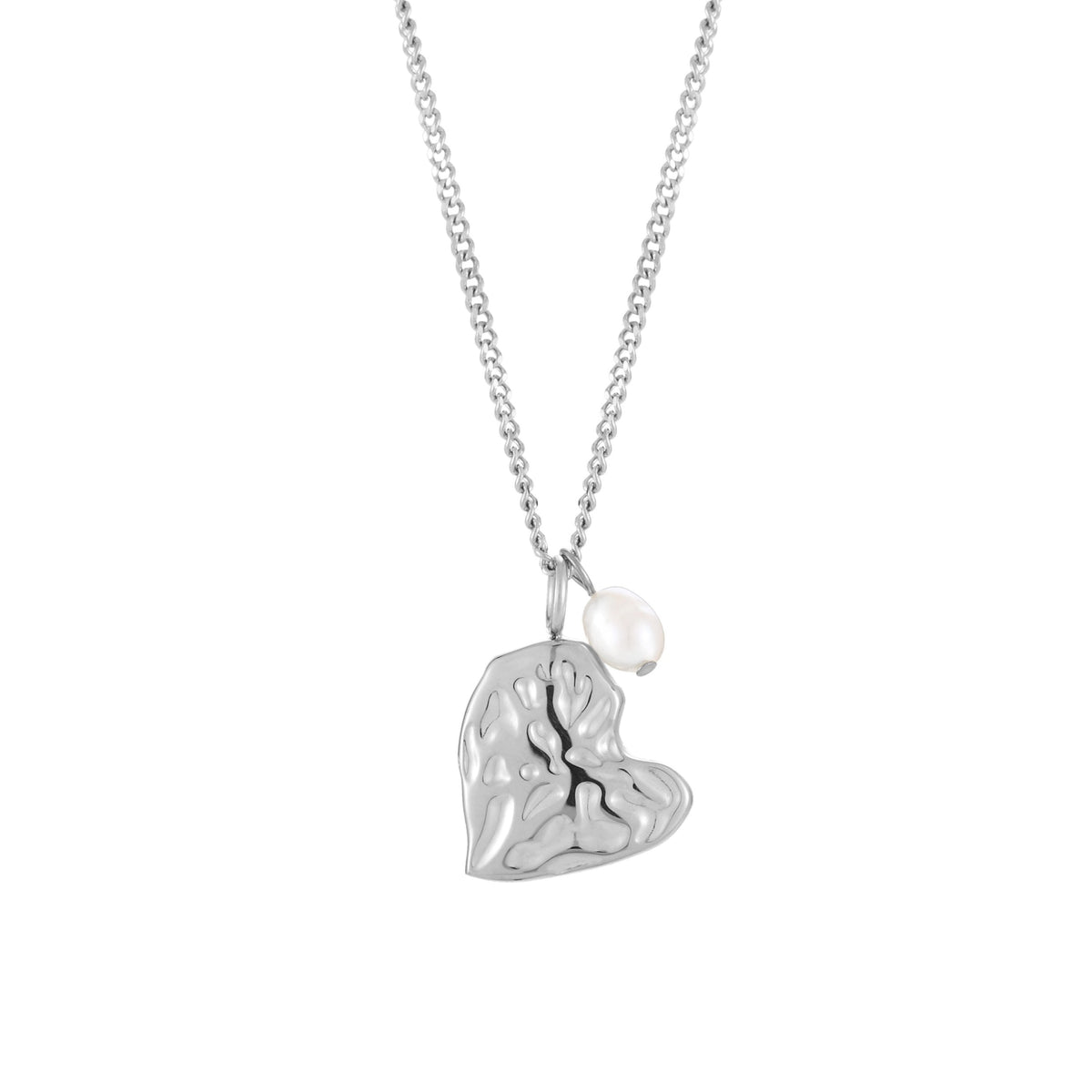 Bruce & Co Valentine – Textured Heart and Pearl Necklace