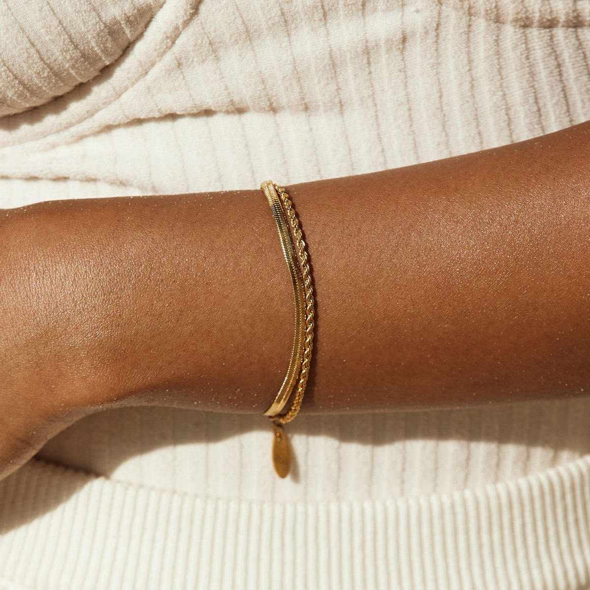 Bruce & Co Ios – Herringbone and Rope Layered Bracelet