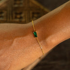 Bruce & Co Emerald-Cut Green Stone Chain Bracelet