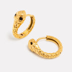 Bruce & Co Snake Zircon Huggie Hoop Earrings, Steel