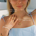 Bruce & Co Soleil – Round Zircon Signet Ring, Gold PVD Steel