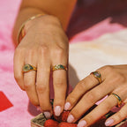 Bruce & Co Tulum – Green and White Zircon Signet Ring