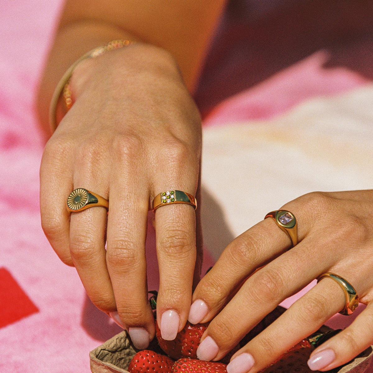 Bruce & Co Tulum – Green and White Zircon Signet Ring