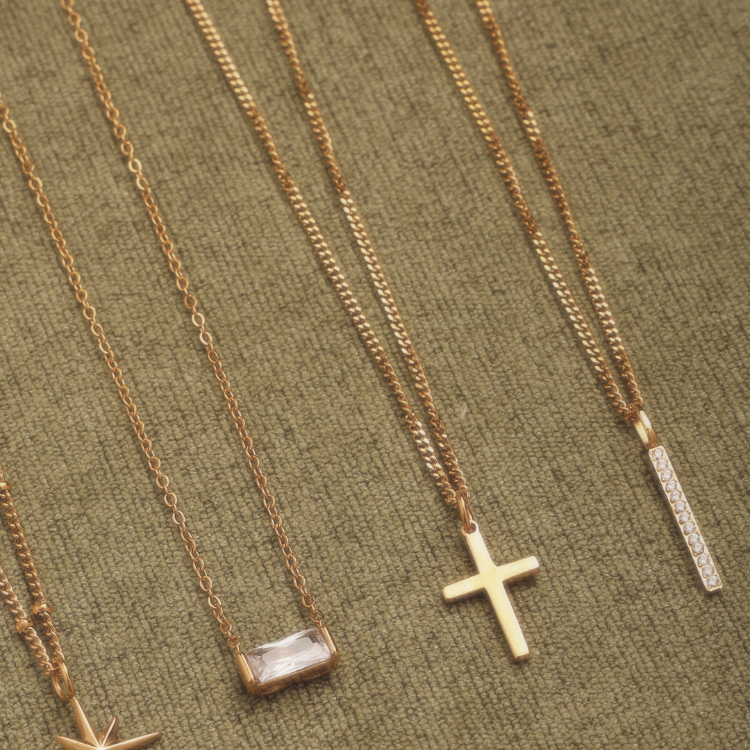 Bruce & Co White Zircon Bar Pendant Necklace, Steel