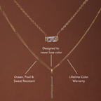 Bruce & Co White Zircon Bar Pendant Necklace, Steel