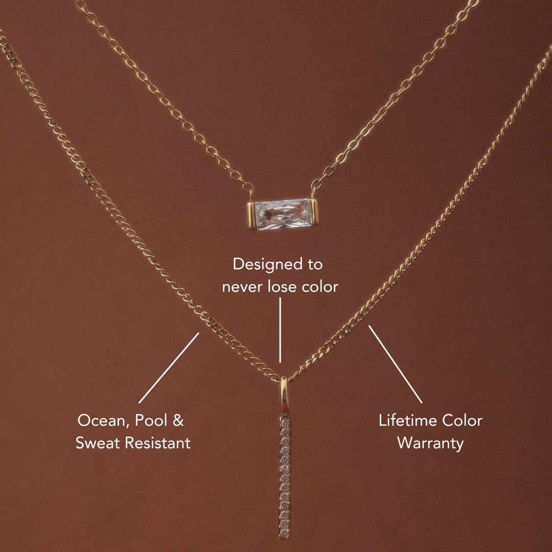 Bruce & Co White Zircon Bar Pendant Necklace, Steel