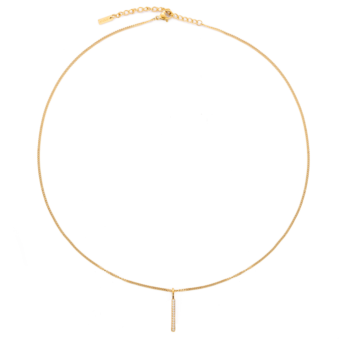 Bruce & Co White Zircon Bar Pendant Necklace, Steel