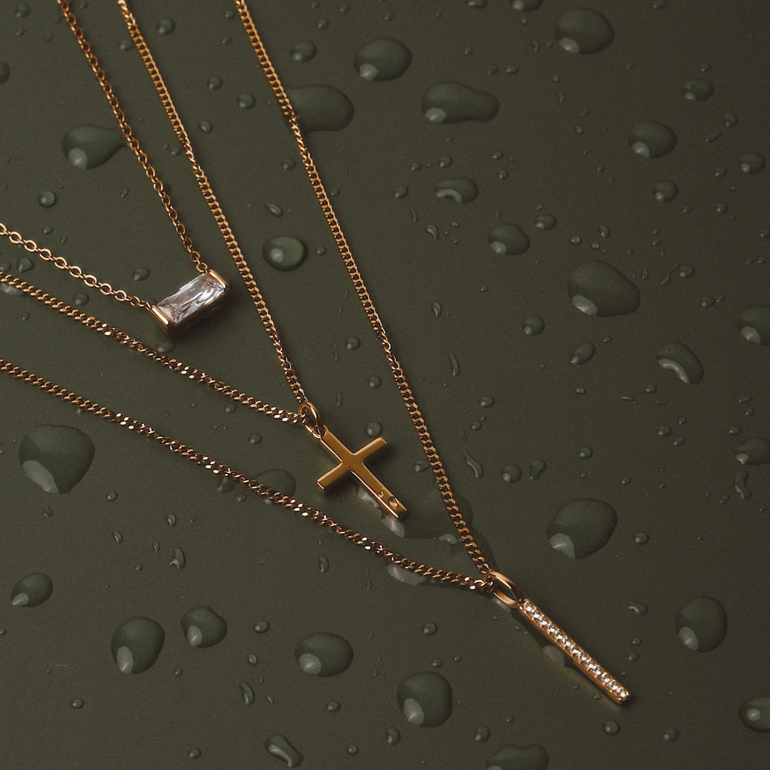 Bruce & Co White Zircon Bar Pendant Necklace, Steel
