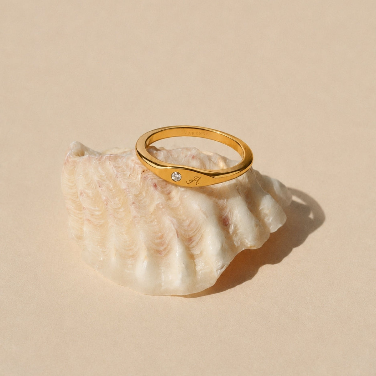 Bruce & Co One-Initial Crystal Ring