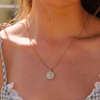Bruce & Co Saint Christopher Coin Necklace with Pearl